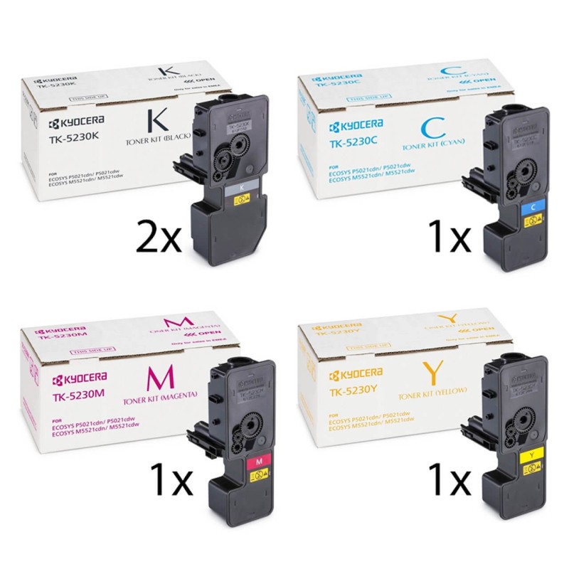 Kyocera Original TK-5230 Toner Multipack (2x Nero, 1x Giallo, Ciano, Magenta)
